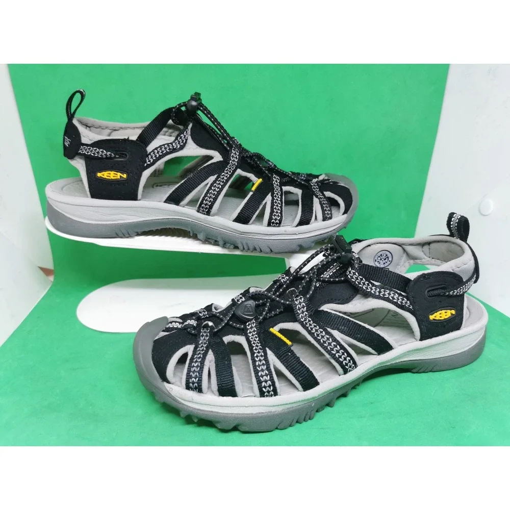 Keen Whisper Sport Sandals Womens Size 7.5 Water Trail Shoes Black Gray Hiking